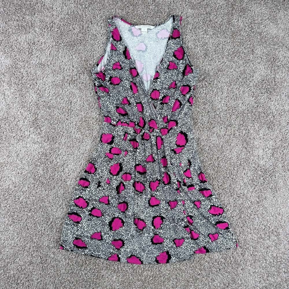 Diane von Furstenberg DVF Soft Stretch Wrap Dress Pink Abstract Print Luxury 2 - Picture 2 of 11